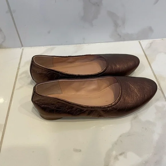 Anthropologie | Avec Les Filles | Bronze Crinkled Metallic Ballet Shoe - Picture 15 of 16